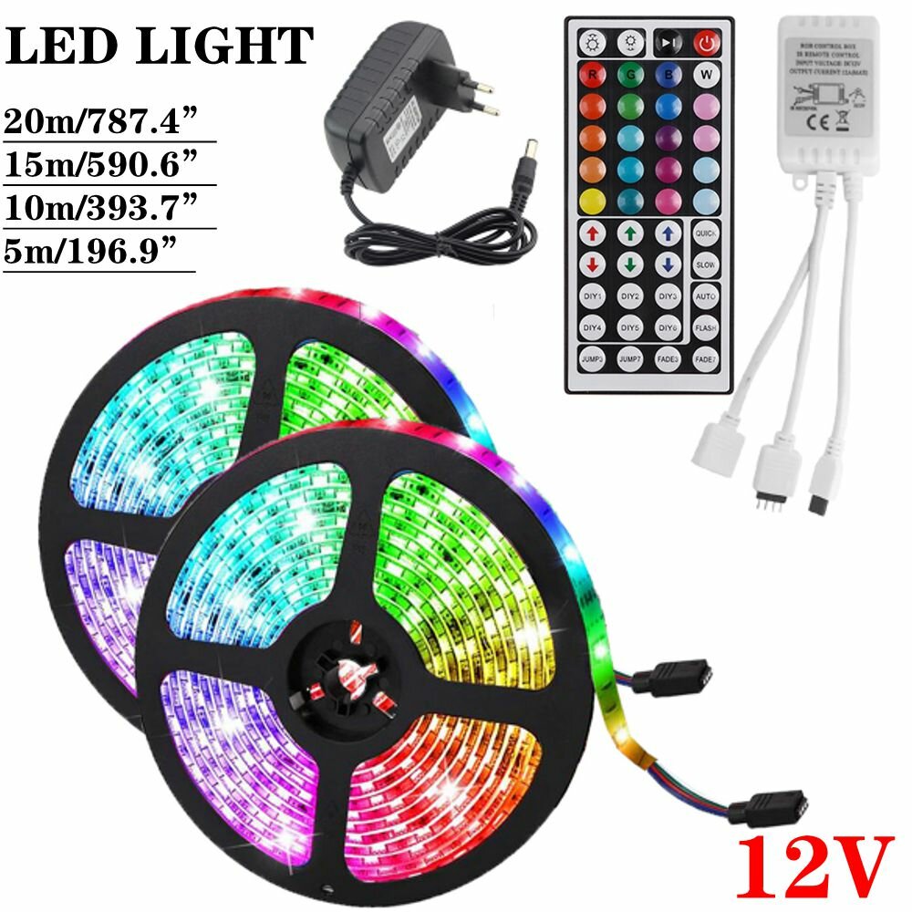 LED Strip Niet-waterdichte Naked Lamp Volledige 5/10/15 / 20m 54LED / M RGB Printplaat 12V 44 Sleute