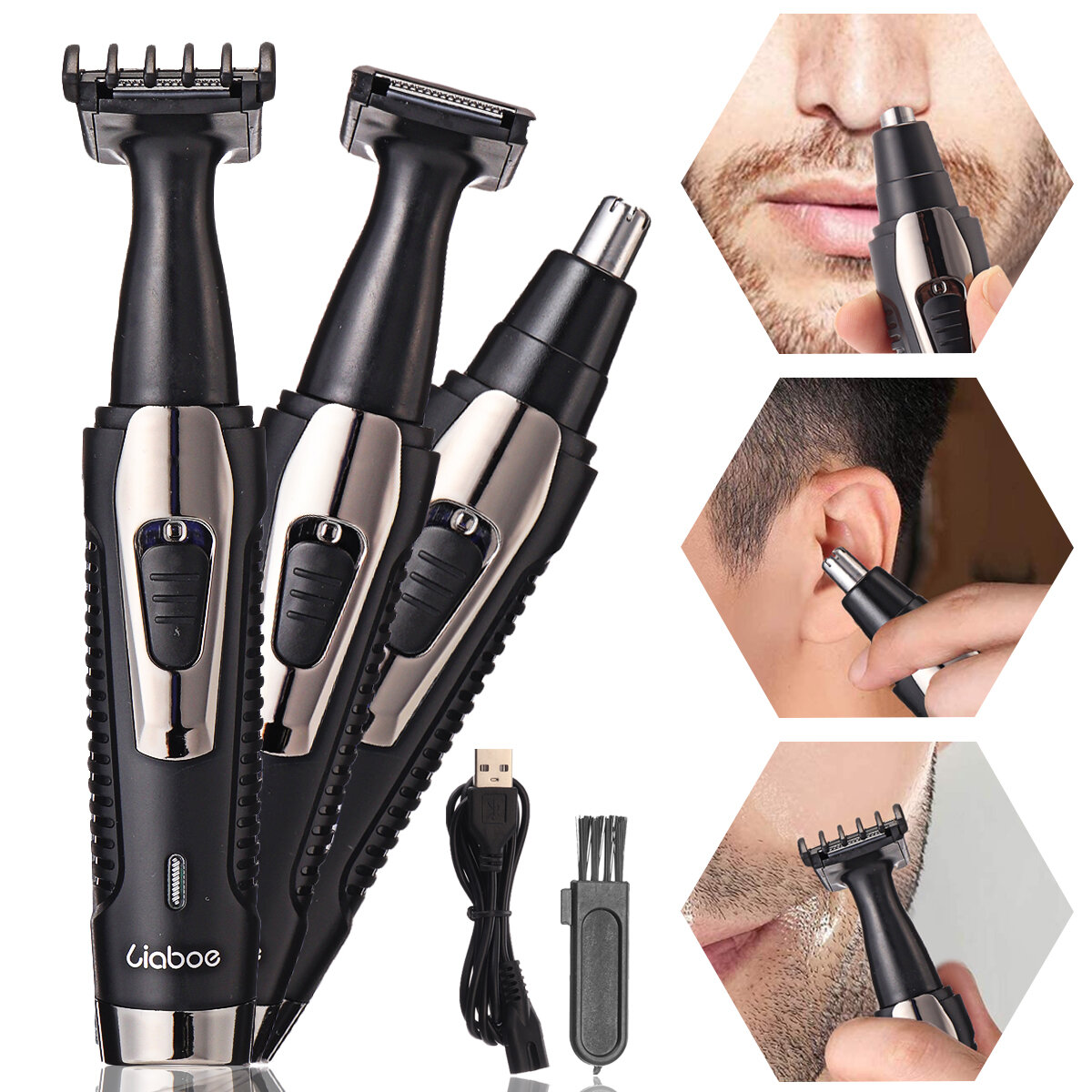 Beauty Nose Hair Trimmer for Men - Electric Facial Nose Ear Hair Remover Double Edge Stainless Steel Blades