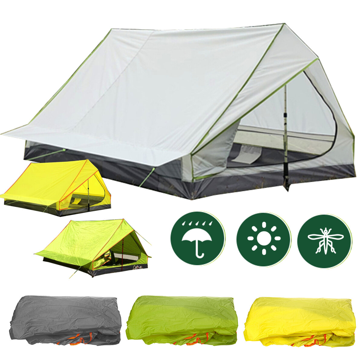 خيمة الظهر خفيفة الوزن في الهواء الطلق القطب أقل محمولة على شكل A ضد للماء ومستلزمات التخييم خيمة واقية من الشمس