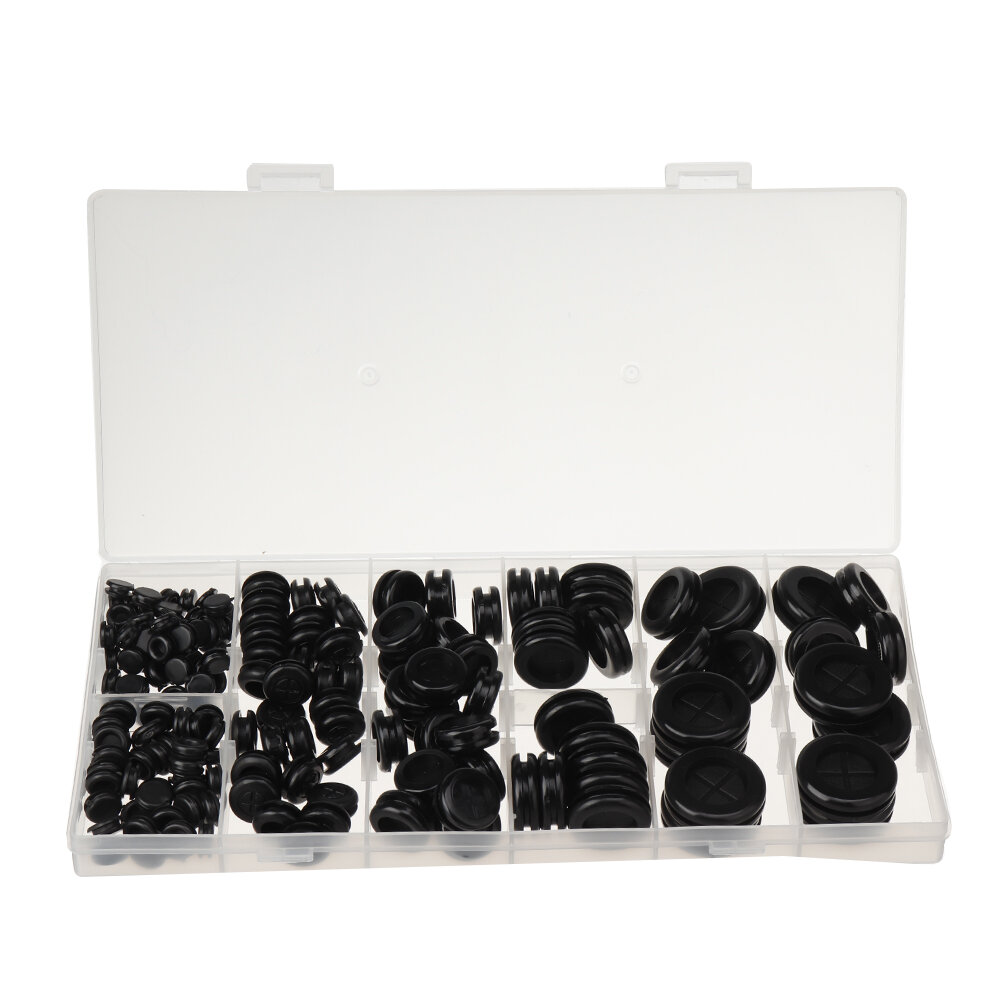 170pcs/set Closed Seal Ring Grommets Car Electrical Wiring Cable Gasket Kit Rubber Grommet Hole Plug