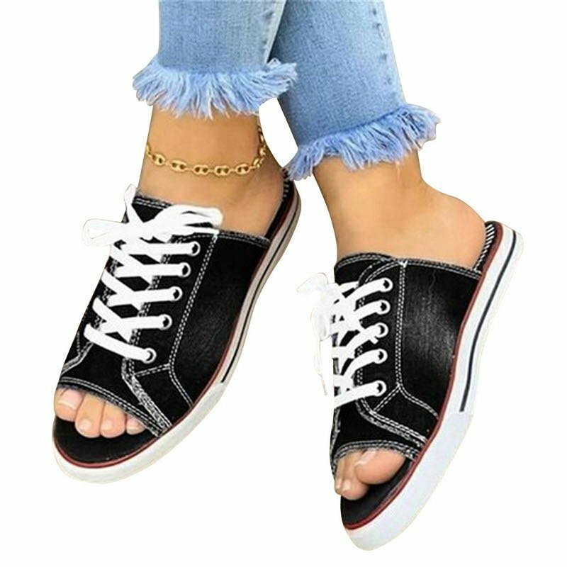 Women Summer Slipper Lace Up Round Toe Casual Flip Flops Shoes Holiday Beach Camping Hiking