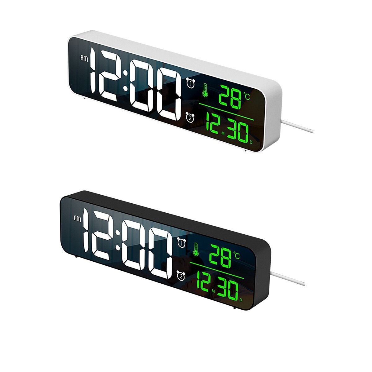 LED digitale wekker Bedraad horloge voor slaapkamertafel Digitale snooze-spiegelklok