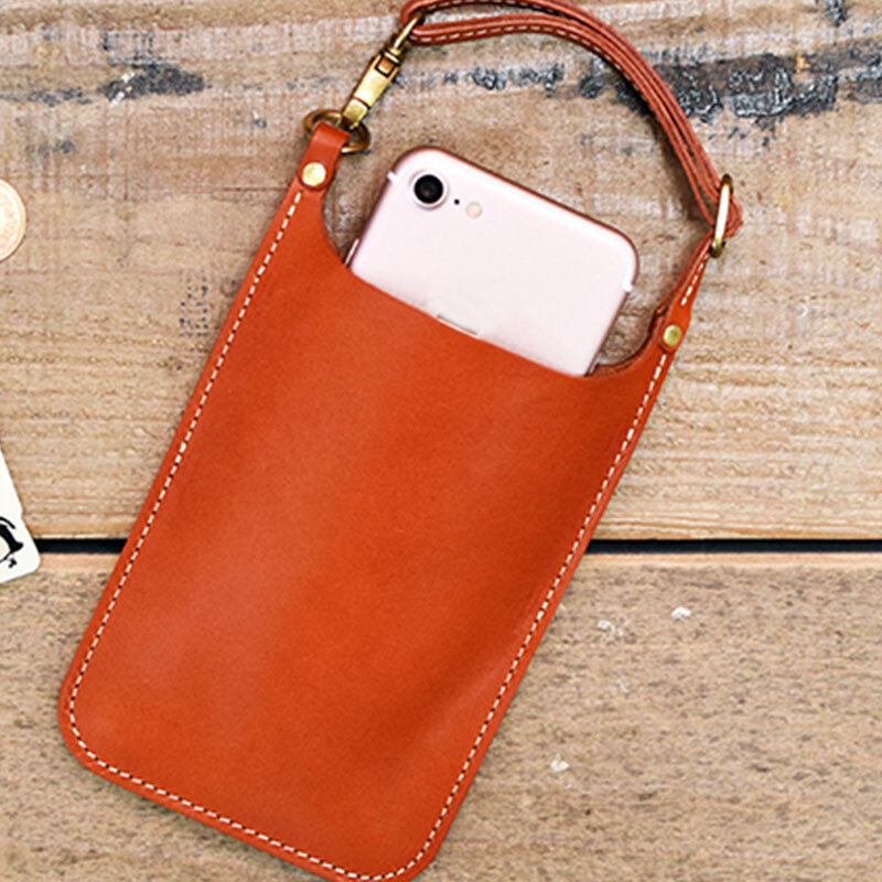 Echt leer Vintage Casual Carry 6.1 inch telefoon tas Coin Bag heuptas voor mannen vrouwen