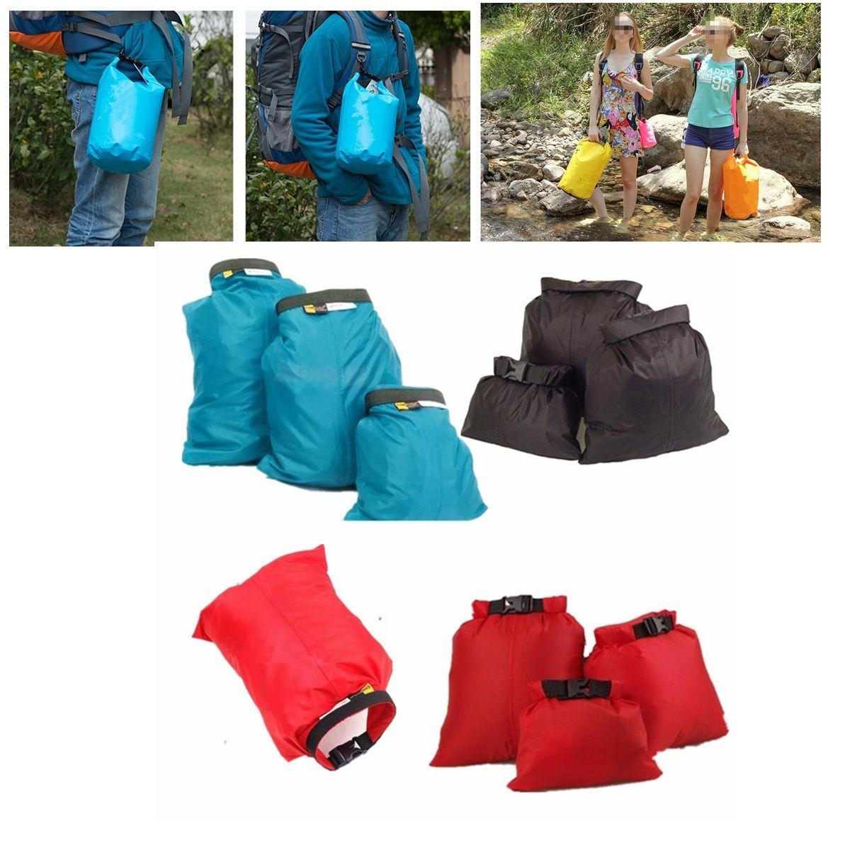 IPRee 3 PCS Bolsa de almacenamiento de viaje impermeable Saco seco portátil de peso ligero para acampar senderismo