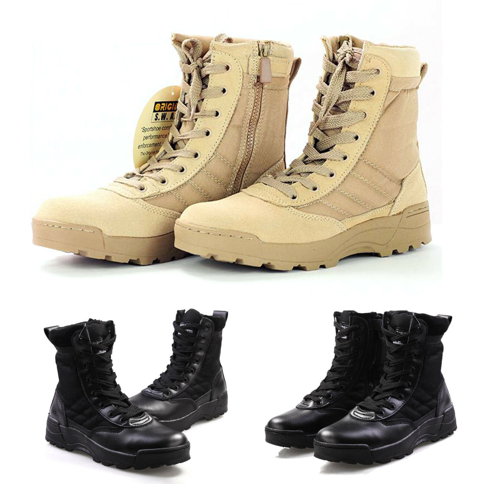 Men High Top Tactical Military Desert Army Boots Combat Hiking Shoes Outdoor