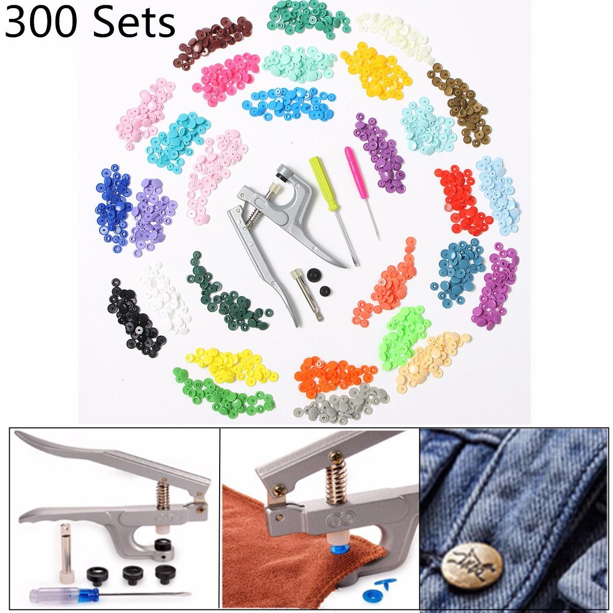 

30 Colors 300 Sets KAM Snaps T5 Snap Starter Plastic Popper Fastener Plier
