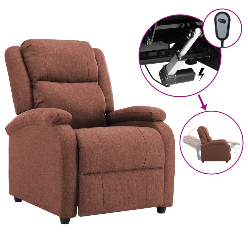 Electric TV Recliner Chair Brown Fabric