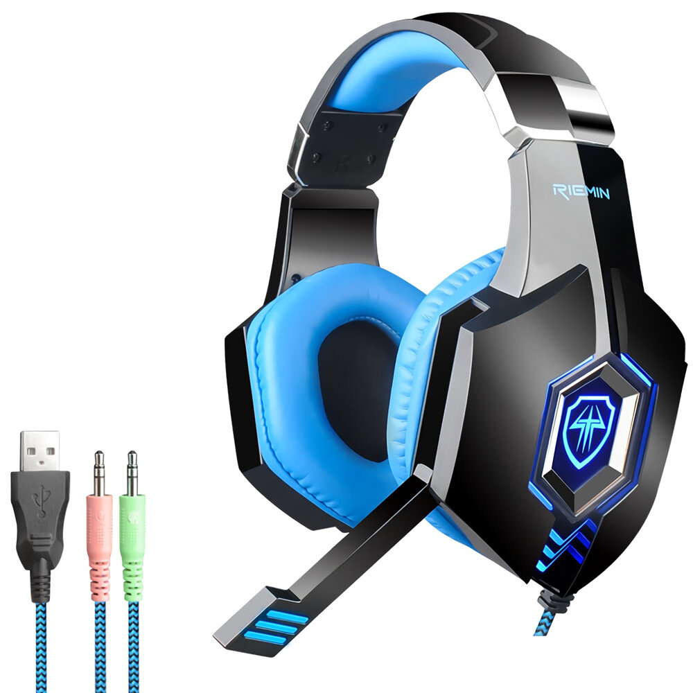 Bonks G98 Game Headset 7.1 Channel 3D Surround Stereo Sound 3.5mm USB Wired Bass RGB Gaming Headphone with Mic for Compu