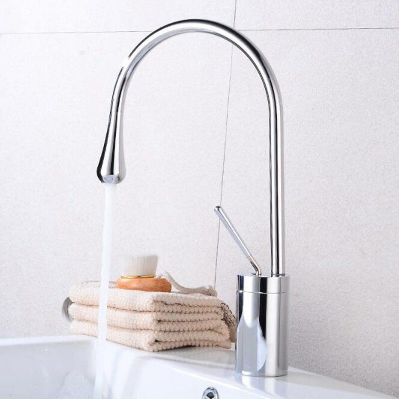 Copper Bathroom Basin Faucet Rotating Water Drop Style Kitchen Faucet Bathroom Basin Hot Cold Mixer 