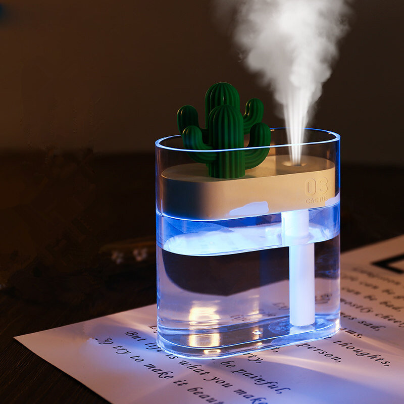 SOTHING 319 Clear Cactus Ultrasonic Air Humidifier 160ML Color Light USB Air Purifier Anion Mist Maker Water Atomizer