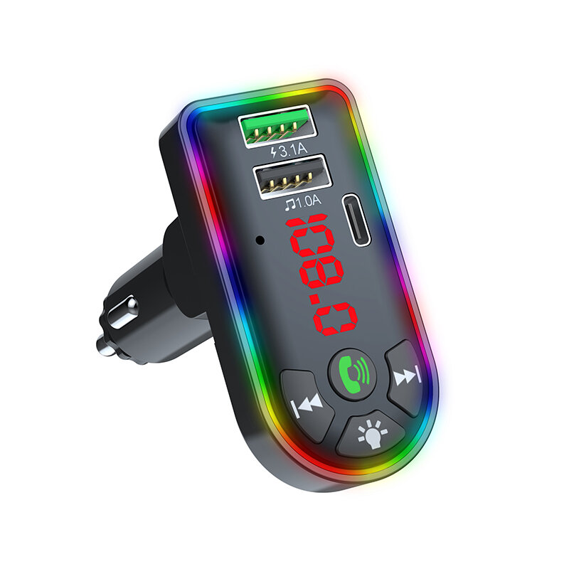

Bakeey bluetooth V5.0 FM Transmitter PD + QC3.0 USB Car Charger 7 Colors RGB Backlit Light LED Digital Display Wireless