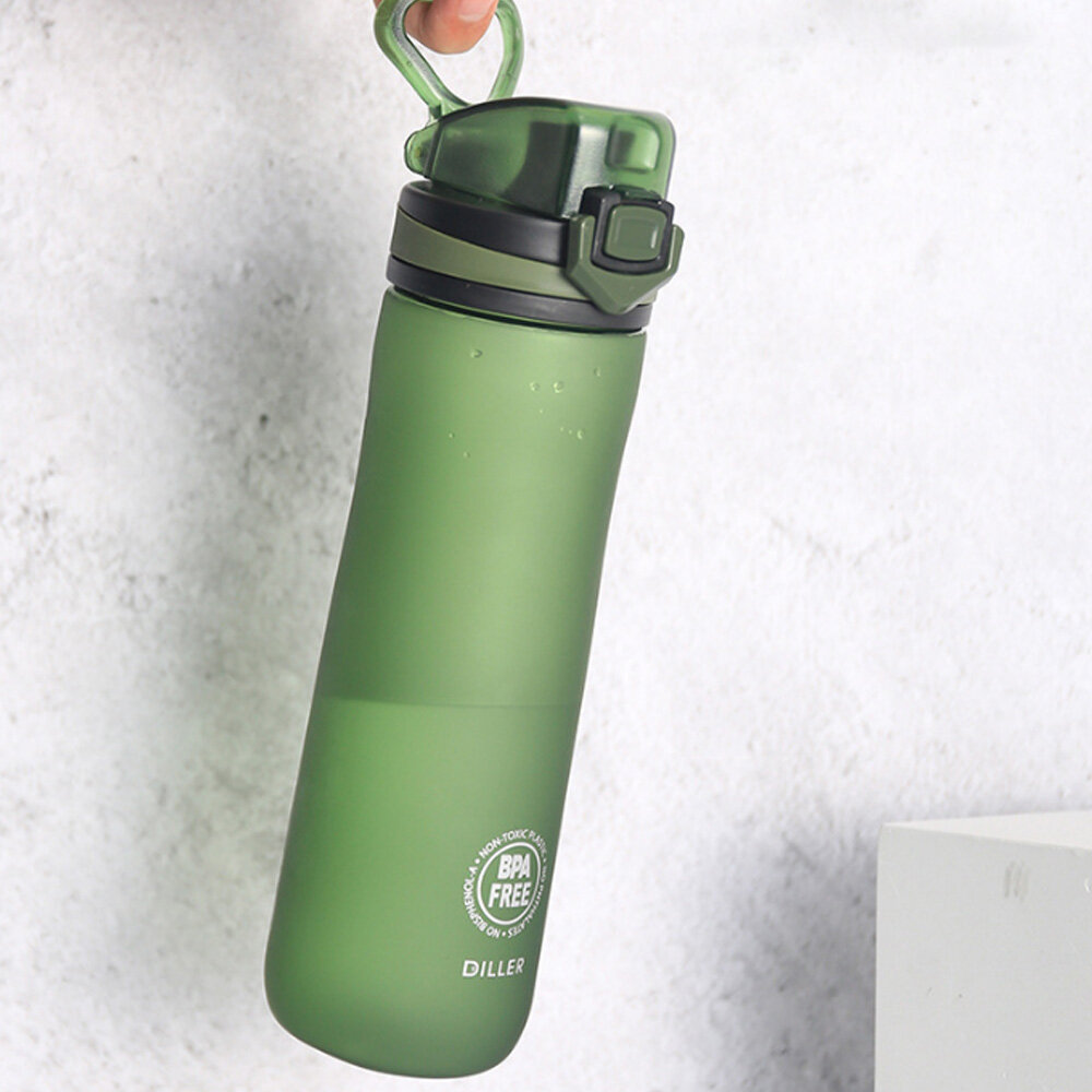 Garrafa de água esportiva D04 de 600 ml sem BPA, à prova de vazamentos, com marcador de capacidade em Tritan para acampamento, viagem e fitness