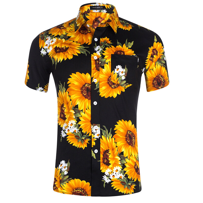 

Men's Cotton Short Sleeve Vacation Casual Loose Shirts Floral Tee Tops Blouse Outdoor Beach Travel