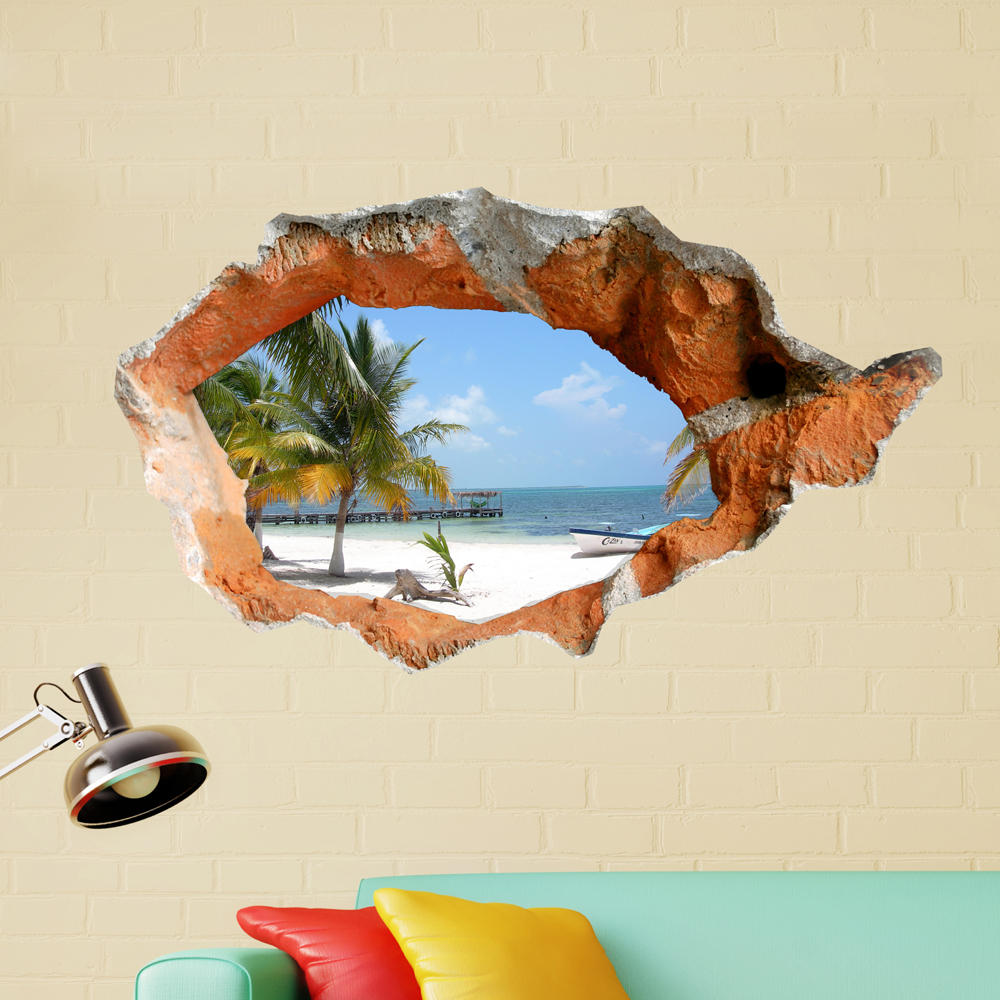 Tree wall decals Beach trees Top quality 3d window wall sticker removable N78 