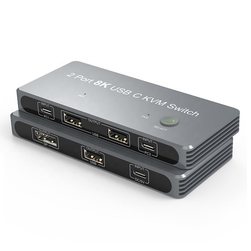 TAJUN 2-poorts 8K Type C USB-C KVM-switchstation USB C in Displayport USB 2.0 uit 4K 60Hz 8K 30Hz