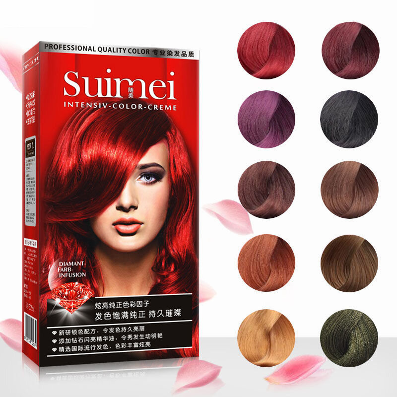 

SUIMEI Professional Use Colour Cream Golden Brown Red Purple Color Dye Cream Natural Permanent Hair Dye with Peroxide Gr