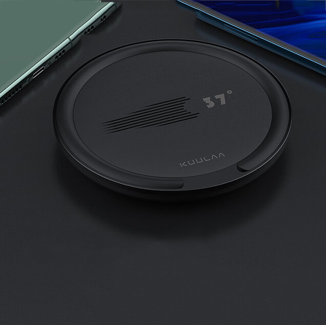 KUULAA15Wデジタルディスプレイリアルタイム電圧モニター冷却ファンワイヤレス充電器foriPhone 11 Pro XR for Samsung S20 Huawei LG