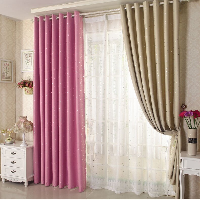 Honana WX-C13 Sky Star Blackout Curtains Thermal Insulated Grommets Drapes for Bedroom Decor