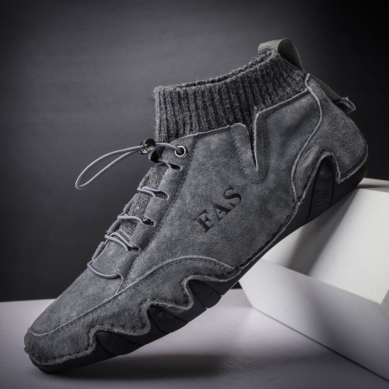 

Menico Men Comfy Handmade Soft Non Slip Elastic Leather Sock Ankle Boots