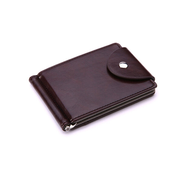 Men PU Leather Short Wallet Business Coin Bag with 6 Card Slots Card Holder