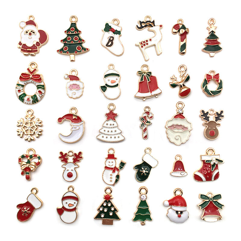 30Pcs Christmas Dripping Pendants Small Alloy Pendant Hair Accessories Bracelets DIY Jewelry Accesso