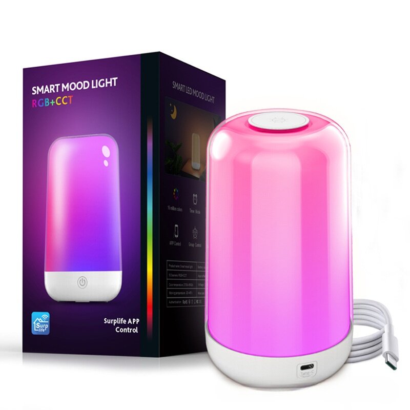 

Smart LED RGB Night Light Dimmable Touch Light APP Control Music Synchronization USB Charging For Bedroom Bedside Game R