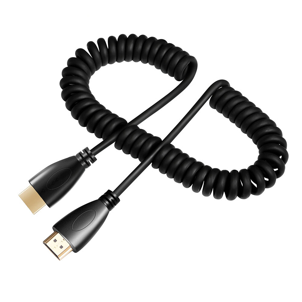 HD to HD Coiled Cable 10.2Gbps HDMI-compatible 1.4 Male to Male Cable 1080P 4K Elbow Video Cable