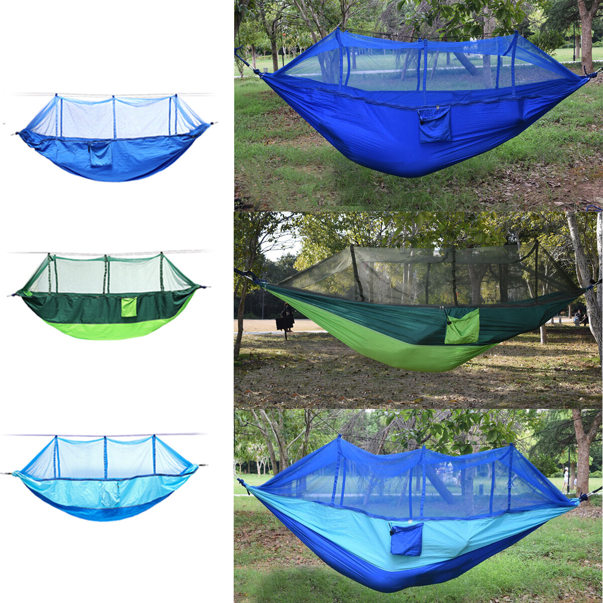 Plein air portable 2 personnes double hamac accrochant le lit d'oscillation de tente de camping avec la moustiquaire