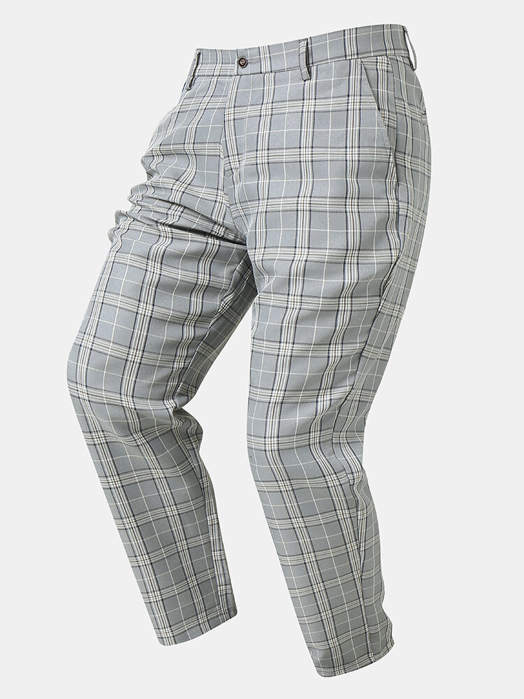 Men Allover Lattice Print Double Pocket Zip Pants