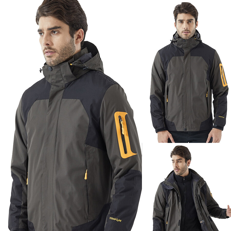 3 in 1 Men Winter Hiking Jackets Outdoor Thick Warm Hooded Coat...
