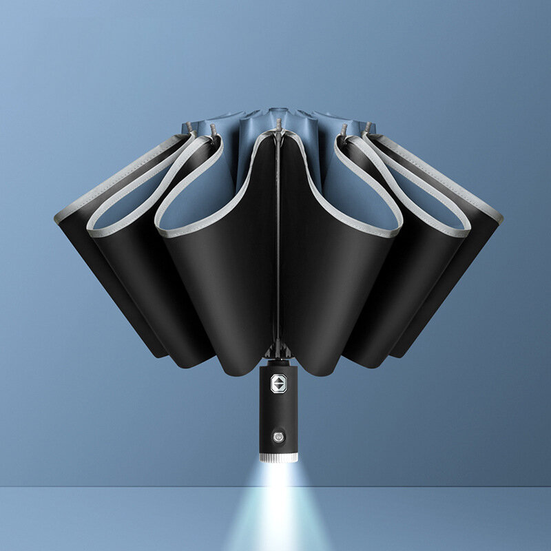 

Автоматический обратный зонт Авто Светодиодный светоотражающая полоса складной зонтик фонарик десять костей ветрозащитны