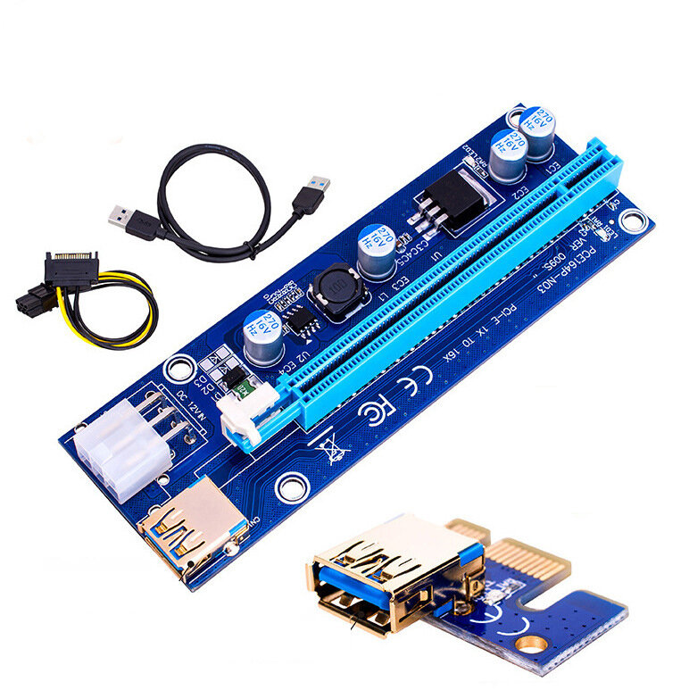 PCI-E 1X to 16X PCIE Riser Card USB 3.0 Extension 009S PCIE Card Adapter for Mining