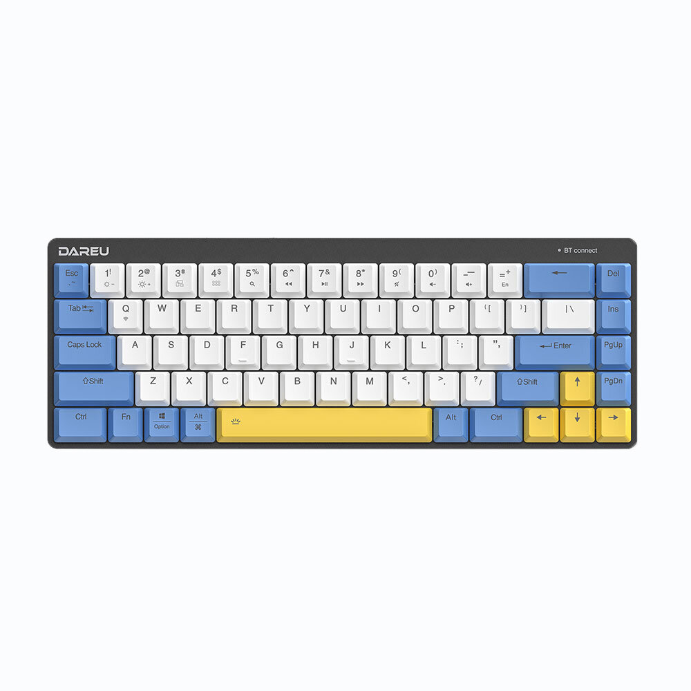 DAREU EK868 Mechanical Keyboard Low Profile Switch Dual Mode Wired bluetooth 5.1 Ice Blue Backlight 68 Keys Extra-Thin Rechargeable Gaming Keyboard