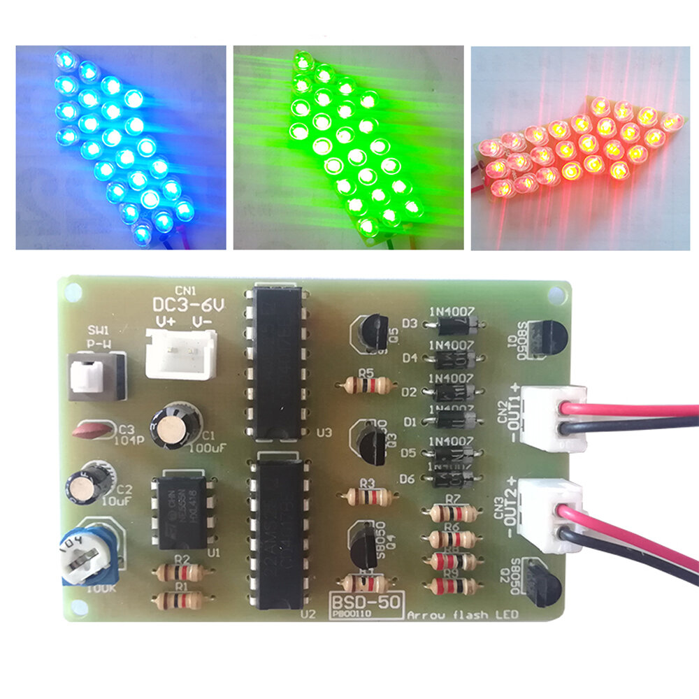 Geekcreit DIY Kit de luz estroboscópica de advertencia Piezas CD4017 Thunderbolt Flash LED Kit electrónico