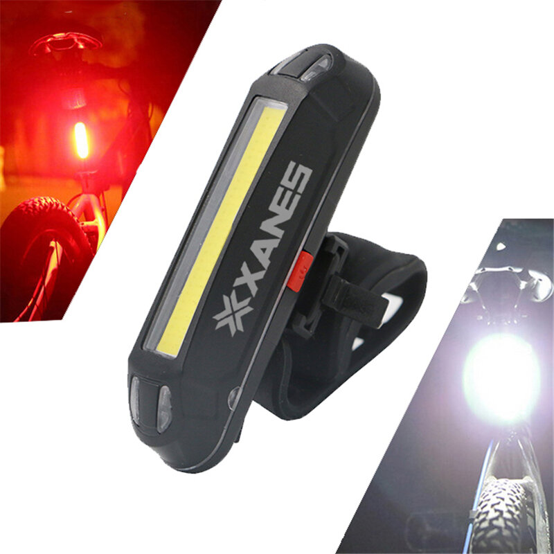 XANES 2 in 1 500LM Fiets USB Oplaadbare LED Fietsverlichting Achterlicht Ultralight Warning Night