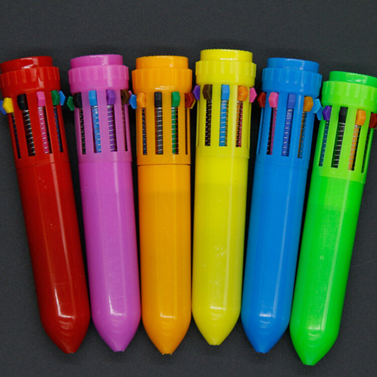 

Творческий милый мультфильм многоцветный 10-в-1 цветной пресс шариковая ручка Ручка чернила для письма Ручка офис Школа