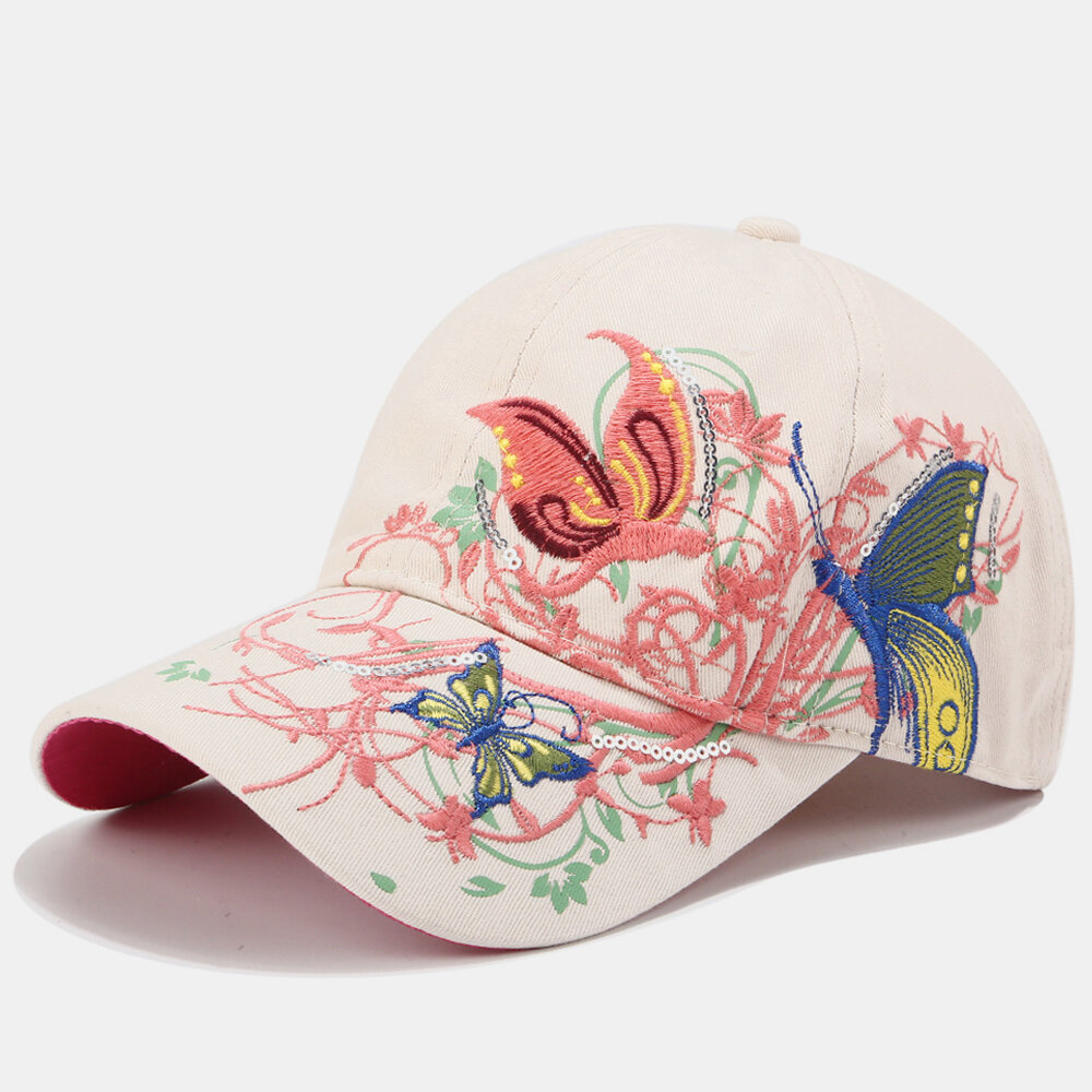 Women Sunscreen Sun Hat Fashion Butterfly Embroidery Duck Hat Baseball Cap