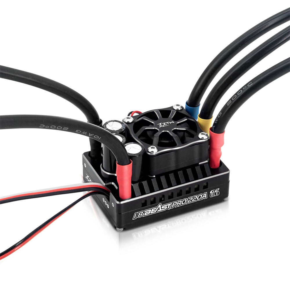 

ZTW 32-Bit Beast PRO 220A ESC G2 Turbo 6V/7.4V BEC 10A Brushless Speed Controller for 1/8 RC Racng Car Off-road On-road