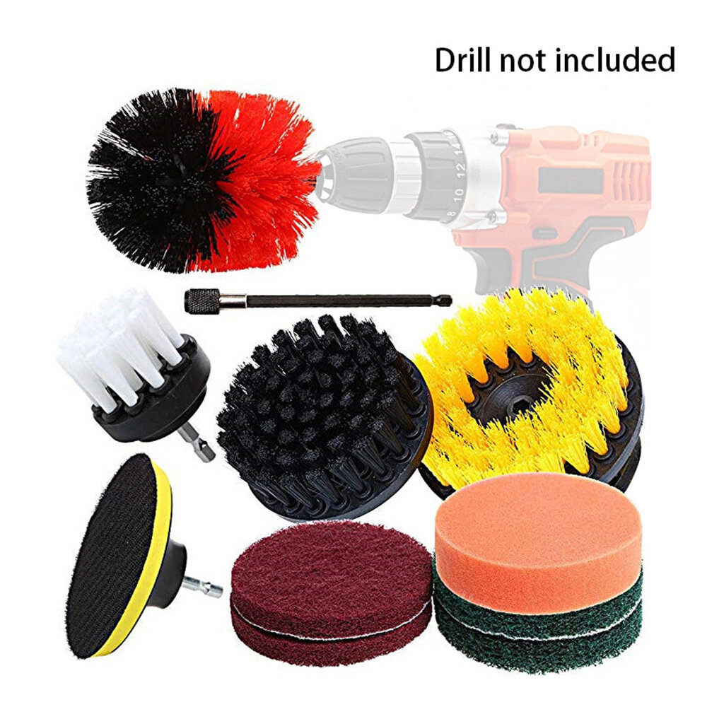 best price,11pcs,rotary,tool,drill,brush,scrubber,cleaning,attachment,set,coupon,price,discount