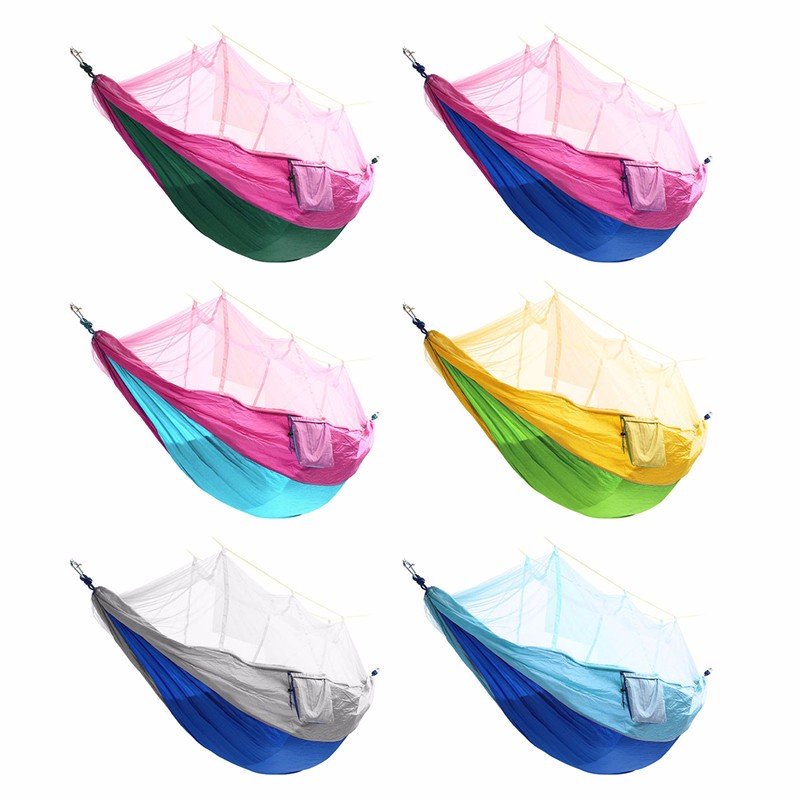 Portable Double Mosquito Net Hammock Swing Bed 2 Person Hanging Sleeping Bed Travel Camping