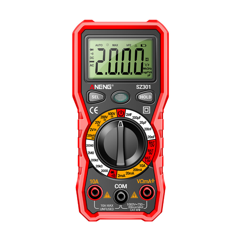 ANENG SZ301 Digital Multimeter AC/DC Votage Current Automatic Tester Electrical Resistance Ohm Ammeter Capacitance Meter
