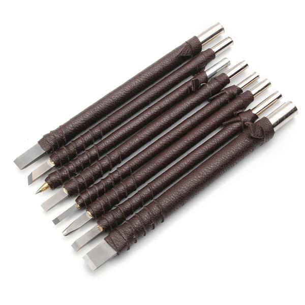 Set of 8 PCS Steel Gravers Chisel Stone Seal Craft Wood Carving Engraving Tools 