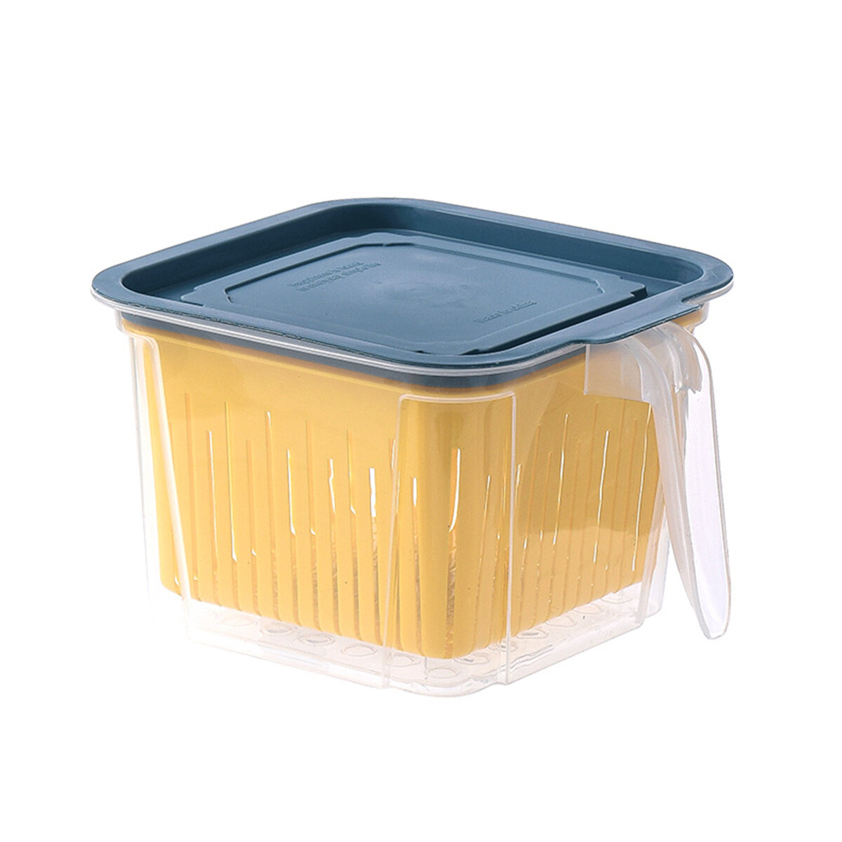 4PCS Kitchen Storage Boxes Plastic Rice Food Drain Seal Container Crisper
