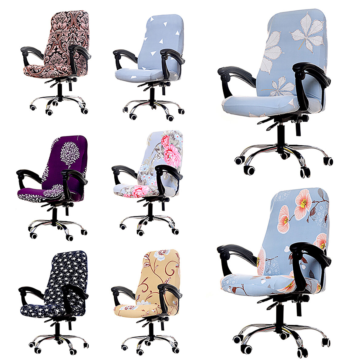 

[M Size] Elastic Office Chair Cover Computer Rotating Chair Protector Stretch Armchair Seat Slipcover Home Office Furnit