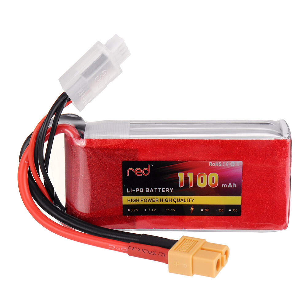 

Red 11.1V 1100mah/1300mAh 3S 25C XT60 Plug Lipo Battery RC Car Models Spare Parts