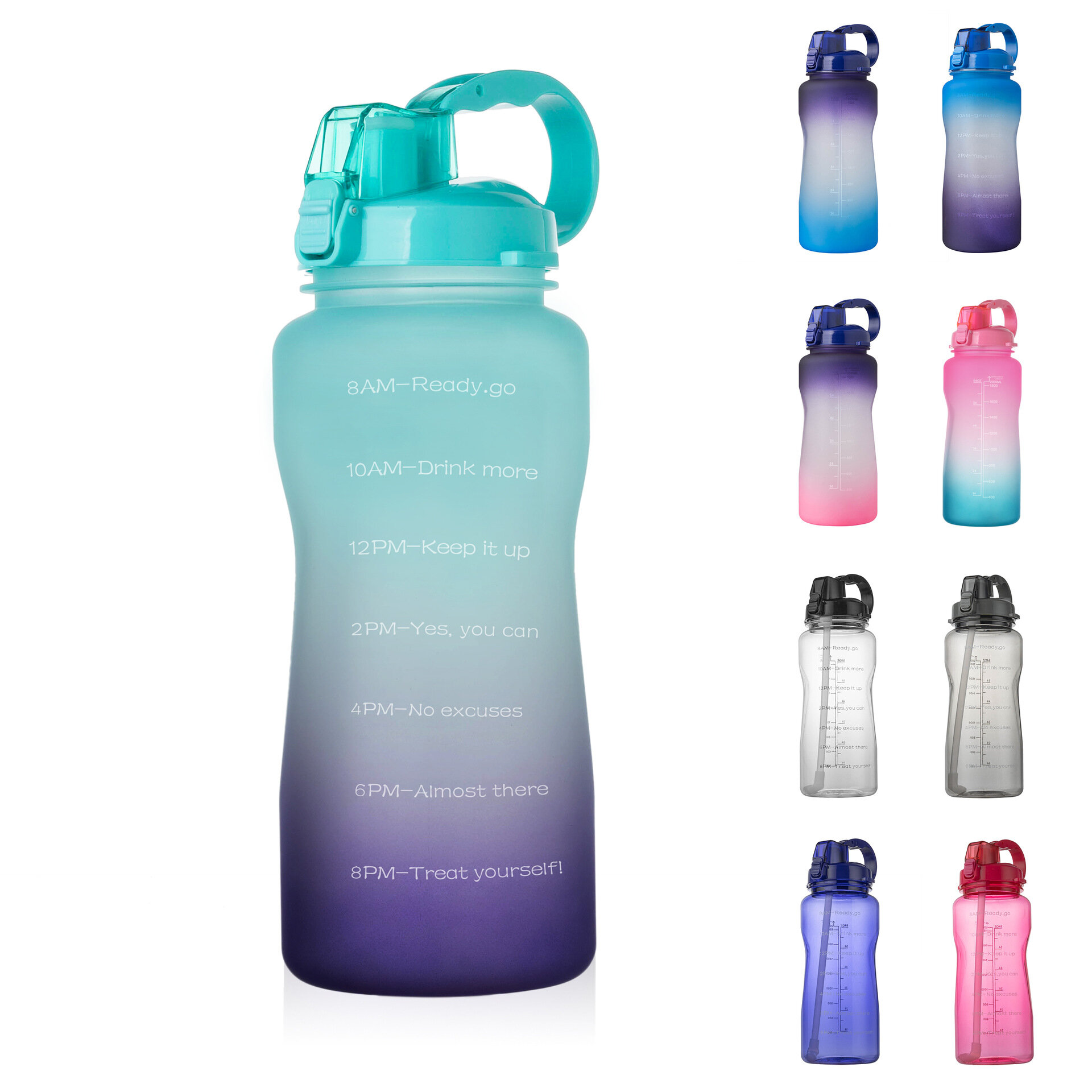 IPRee® 2000 ml Sportkessel aus lebensmittelechtem Material, springender Deckel, Stroh-Wasserflasche mit Griff für Outdoor-Camping und Reisen