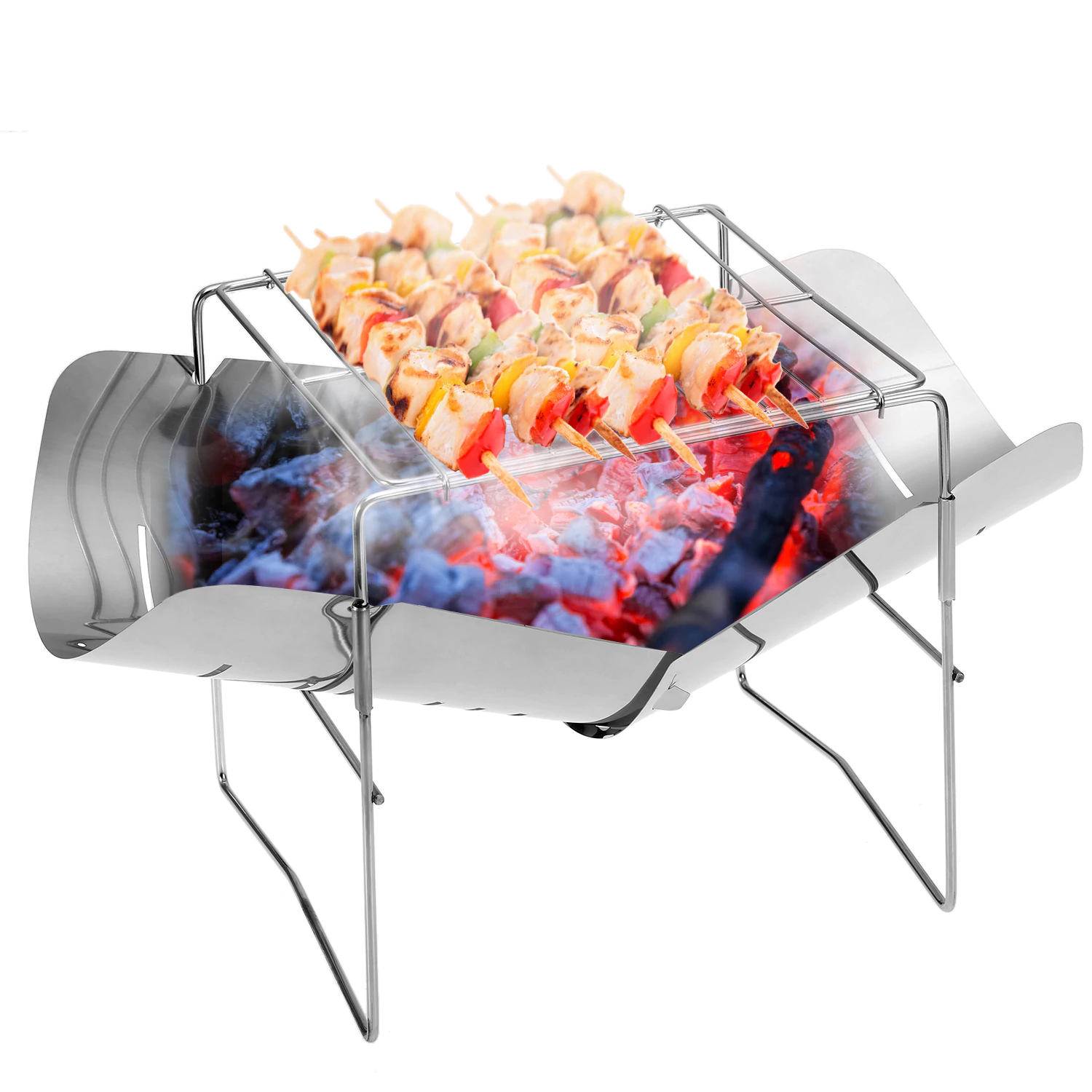 Ultra-light Stainless Steel Folding Fire Pit High Temperature Resistance Camping Barbecue Wood Stove