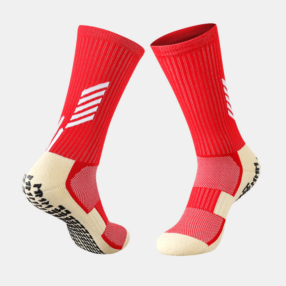 1 Pairs Men Tube Sock Nylon Stripe Contrast Colors Dispensing Non-slip Sweat-absorbing Pressure Outd