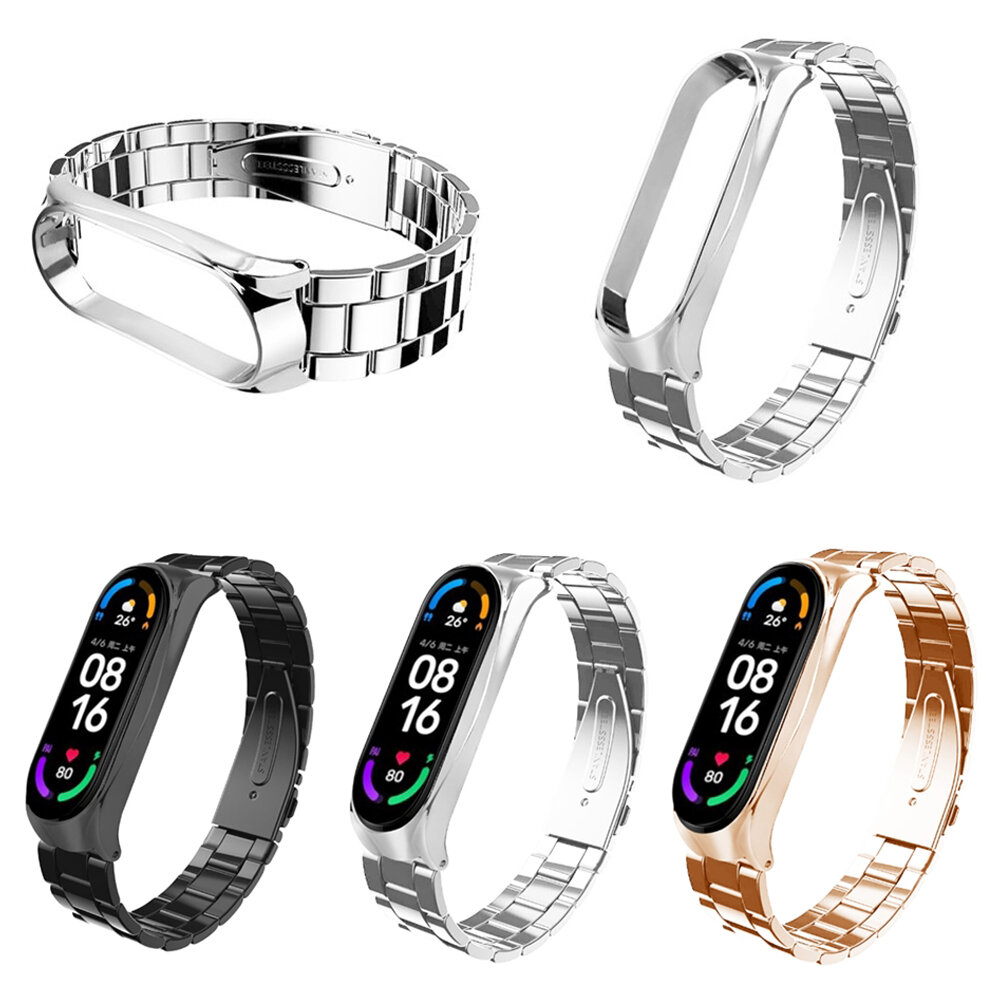 Bakeey Vouwsluiting Roestvrij stalen horlogeband Vervanging voor Xiaomi Mi Band 6/Mi Band 5 Niet-ori