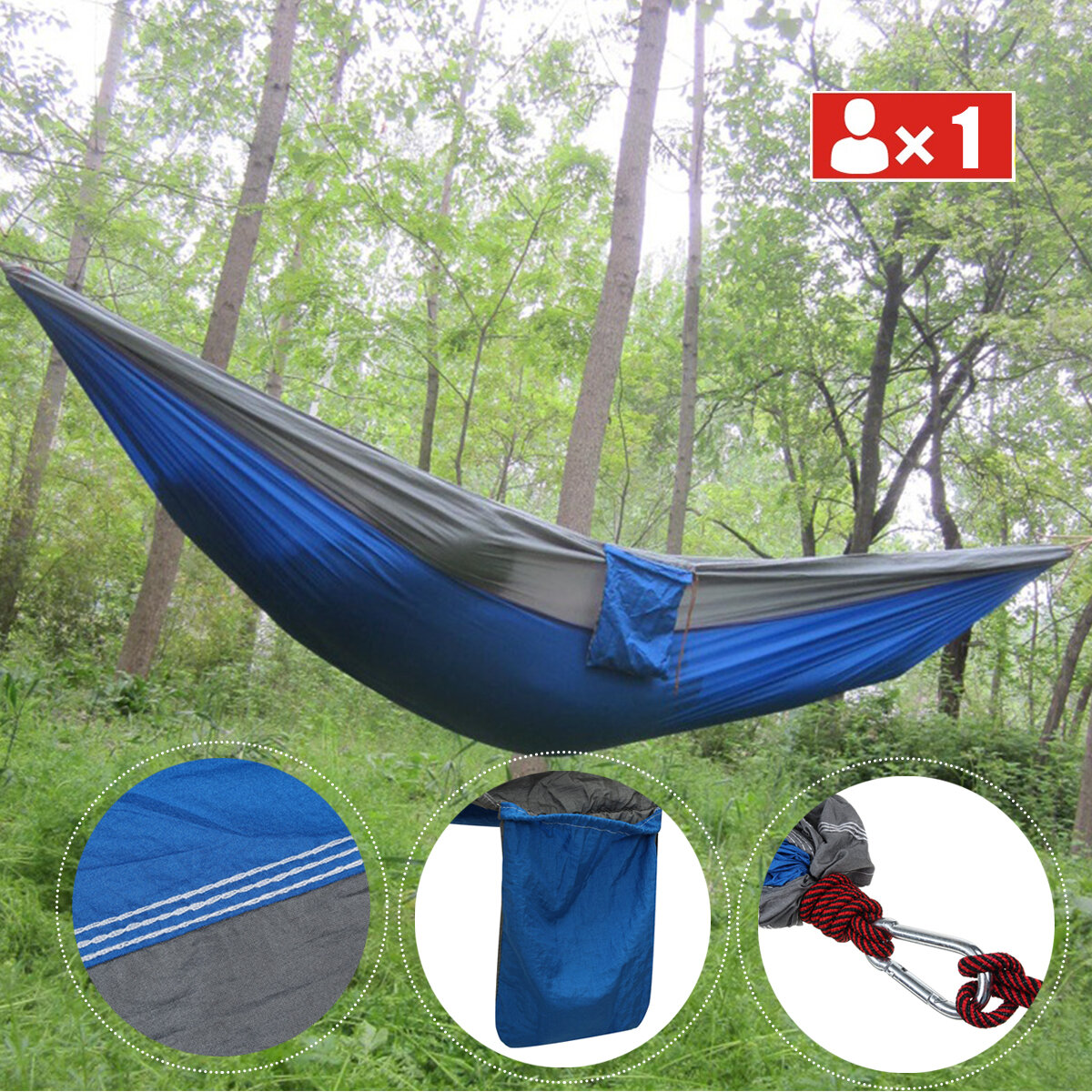 Single People Hanging Swing Bed Camping Hammock Outdoor Garden Travel with Storage Bag Carabiner Max